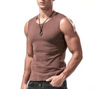 Niceminiwall Débardeur thermique pour homme, coupe ajustée, élastique, sans manches, en peluche épaisse, pour un usage quotidien décontracté au printemps, en automne et en hiver (taille L, marron)