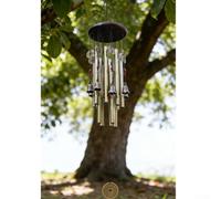 Niceminiwall Grand carillon à vent en bronze à 13 tubes pour décoration de jardin extérieur - Plateau en bois massif et tubes en métal, hauteur 85 cm, décoration Feng Shui antirouille