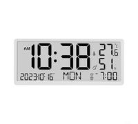 Niceminiwall Horloge murale électronique avec grand écran LCD et affichage de l'humidité, horloge numérique non programmable en blanc ou noir, fonctionne avec piles pour (blanc)
