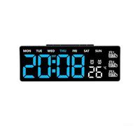 Niceminiwall Horloge murale numérique LED avec télécommande, grand écran, réveil, indicateur de température, affichage hebdomadaire, rappel médical, luminosité réglable, détection automatique de la