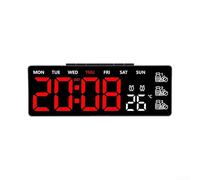Niceminiwall Horloge murale numérique LED avec télécommande, grand écran, réveil, indicateur de température, affichage hebdomadaire, luminosité réglable, détection automatique de la lumière (C)