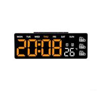 Niceminiwall Horloge murale numérique LED avec télécommande, grand écran, réveil, indicateur de température, affichage hebdomadaire, rappel médical, luminosité réglable, détection automatique de la