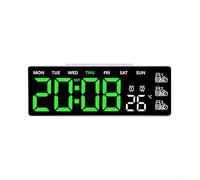 Niceminiwall Horloge murale numérique LED avec télécommande, grand écran, réveil, indicateur de température, affichage hebdomadaire, luminosité réglable, détection automatique de la lumière (F)