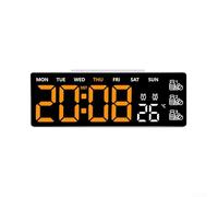 Niceminiwall Horloge murale numérique LED avec télécommande, grand écran, réveil, indicateur de température, affichage hebdomadaire, luminosité réglable, détection automatique de la lumière (H)