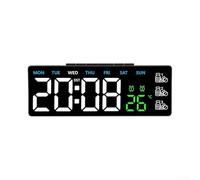 Niceminiwall Horloge murale numérique LED avec télécommande, grand écran, réveil, indicateur de température, affichage hebdomadaire, luminosité réglable, détection automatique de la lumière (E)