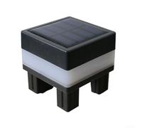 Niceminiwall Lampe colonne d'extérieur à énergie solaire pour jardin et clôture - Étanche IP44 - Capuchon carré avec panneau monocristallin, charge de 4 à 5 h, autonomie de 6 à 8 h, (A)