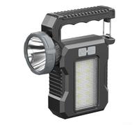 Niceminiwall Lampe de poche LED à énergie solaire avec batterie rechargeable, haute luminosité, multi-mode, lampe de camping avec lampe latérale et lumière rouge bleue, travail portable en plein air