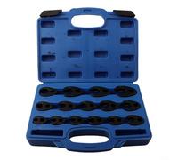 Niceminiwall Lot de 15 clés métriques en pied de biche de 8 à 24 mm, clés à bout ouvert chromées, entraînement 3/8" et 1/2", 15 pièces avec étui de rangement, acier forgé traité thermiquement pour
