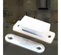 Niceminiwall Lot de 2/5/10 loquets de porte de placard magnétiques avec aimant puissant pour portes de placard de cuisine et salle de bain, style moderne en ABS blanc (2 pièces)