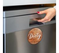 Niceminiwall Lot de 2 panneaux magnétiques double face « Clean Dirty » pour lave-vaisselle - Aimants décoratifs pour réfrigérateur avec résine résistante aux rayures, facile à nettoyer, forte tenue