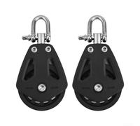 Niceminiwall Lot de 2 poulies en nylon - Accessoires marins - Gréement rotatif simple - Pour bateau à voile - Charge maximale de 460 kg - Pour ligne de 10 mm