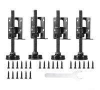 Niceminiwall Lot de 4 pieds de nivellement réglables robustes pour établi, table, armoire, en acier au carbone avec base en polypropylène, noir, protection du sol, pour une installation facile