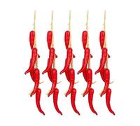 Niceminiwall Lot de 5 pendentifs en forme de piment séché rouge et vert à suspendre pour décoration de jardin de ferme, 50 à 55 cm de long, matériau polyron, polyvalent (A)