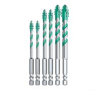 Niceminiwall Lot de 6 forets excentriques en carbure de tungstène avec conception de dents de scie à quatre bords pour un perçage rapide dans le carrelage, le béton, la brique, le bois, l'aluminium et