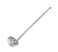 Niceminiwall Louche en acier inoxydable avec cuillère à mesurer, long manche pour soupe, sauce, ragoût, bord verseur et crochet de suspension, passe au lave-vaisselle (C)