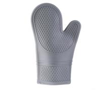 Niceminiwall Maniques isolantes résistantes à la chaleur jusqu'à 300 °C, extérieur en silicone avec doublure en tissu éponge pour la cuisson et les grillades, poignée texturée antidérapante, (B)