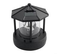 Niceminiwall Phare solaire rotatif pour jardin, extérieur, étanche, décoratif, avec deux panneaux solaires, éclairage à 360 degrés (noir)
