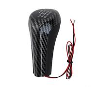 Niceminiwall Pommeau de levier de vitesse LED 5/6 vitesses pour BMW - Style fibre de carbone - Avec affichage à lumière bleue - Pour E46 E90 E91 E92 X1 X3 (6 vitesses en fibre de carbone style 6