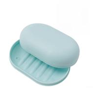 Niceminiwall Porte-savon ovale portable avec couvercle - Récipient de voyage scellé pour le stockage de savon humide/sec, matériau PP, organisateur de salle de bain compact (bleu clair)