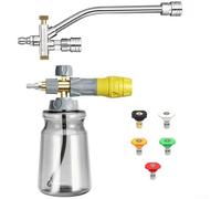 Niceminiwall Pulvérisateur de mousse portable de 1000 ml avec adaptateur de buse à double connecteur et valve de navette bidirectionnelle, compatible avec la plupart des nettoyeurs haute pression pour