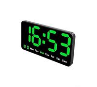 Niceminiwall Réveil rectangulaire à écran LED avec horloge murale numérique programmable avec 3 niveaux de luminosité, format 12/24h, alimenté par USB pour la maison (vert)