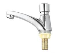 Niceminiwall Robinet de lavabo temporisé, robinet d'eau à fermeture automatique, contrôle de l'eau froide unique, mitigeur d'évier de salle de bain chromé