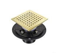 Niceminiwall Siphon de sol de douche carré en acier inoxydable 304, avec bride, insert de carrelage moderne pour salle de bain, or brossé, 10,2 cm, 15,2 cm (10,2 cm)