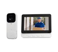 Niceminiwall Sonnette vidéo intelligente sans fil avec écran d'affichage de 10,9 cm, caméra HD, système d'interphone audio bidirectionnel à piles pour surveillance de sécurité à domicile (blanc)
