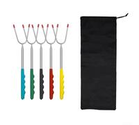 Niceminiwall Tiges à rôtir en guimauve avec pochette - Fourchette rotative extensible en acier inoxydable de 114 cm - Pour enfants, camping, barbecue en plein air