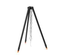 Niceminiwall Trépied de camping réglable à 3 niveaux pour cuisine en plein air, support de casserole à suspendre avec sac de rangement, hauteur 123,5 cm, noir