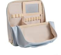 Niceminiwall Trousse de maquillage portable étanche en polyuréthane, grande capacité avec miroir intégré pour voyage et organisation quotidienne du maquillage (bleu)