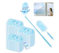 Nicemiya 37 Stück Staubwedel Kompatibel mit swifer Staubmagnet Nachfüllpack【360° Staubwedel 】 zur Reinigen Von Tierhaare Staub Schmutz (35 Tücher + 2 Griffe, Blue)