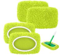 Nicemiya 4 pièces pour Swiffer Lingettes humides avec sac de lavage, housse de balai en microfibre réutilisable idéale pour le balai Swiffer Wet & Dry Starter (4 pièces, jaune-vert)