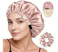 NiceNaiils 1 Pcs Bonnet en satin double couche, Bonnet Auto Chauffante pour Soins Capillaires, Bonnet de Soin Double Couche en Aluminium avec 1 Chouchous pour Salon de Coiffure de Spa