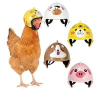 NiceNaiils 4 Pièces Casques de Poulet, Casque de Protection de tête pour Oiseaux de Poulet, pour Perroquet, Petits Poulets, Canards et Autres volailles drôles