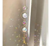 NiceNaiils Attrape-Soleil en Cristal - Suspension Prisme Arc-en-Ciel avec Étoile & Lune - Suncatcher Décoratif pour Fenêtre, Jardin & Balcon - Carillon de Lumière Style Bohème - Cadeau Déco Maison
