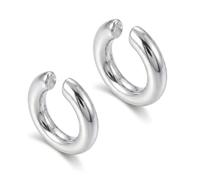 NiceNaiils Paire d'Ear Cuff en Argent, Boucle d'Oreille Clip Non Percée Style Punk, Manchette d'Oreille Élégante Double Cercle C-Forme, Bijou d'Oreille pour Femme & Homme, Idéal pour Quotidien