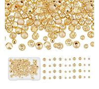 NICENEEDED 100 pièce de Perles D'Espacement Plaquées Or 18 carats pour Bracelets, Perles Boules Creuses Perles Rondes en Métal en Vrac, Perles de Bracelet Assorties