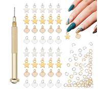 NICENEEDED 101 Stück Baumelnde Nailart Anhänger Nagelschmuckringe Mit Nagelpiercing Werkzeug Handbohrer Für Tips Acrylgele Und Dekorationen