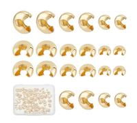 NICENEEDED 120 Cache-Noeud de Perles à Sertir., Couvre-Perles Ouvertes Demi-Rondes Plaquées Or 18K, Embout D'Extrémité de Cordon de Capuchon de Bouchon de Perle à Sertir en Laiton
