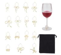 NICENEEDED 15 breloque pour Verre à Vin Étiquettes à Boisson en Forme de Nœud Papillon Doré pour Verres à Pied Marqueurs de Boisson en Forme d'arc pour Enterrement de Vie de Jeune Fille Ou Mariage