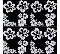 NICENEEDED 16 pcs Autocollants de Voiture en Forme de Fleur d'hibiscus Autocollants et Décalcomanies Hawaïennes Blanches Autocollants en Vinyle Imperméables et Réfléchissants pour Automobiles