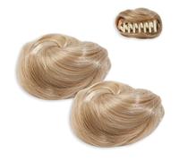 NICENEEDED 2 Mini Extension de Chignon à Pince Faux Chouchous avec Oreilles de Chat en Désordre Accessoire pour Perruque Synthétique Blonde Décolorée pour Femme