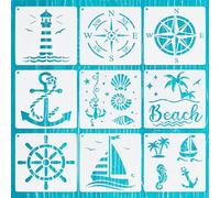 NICENEEDED 20 PCS Pochoirs à Thème Nautique, Modèles de Balises de Voilier, Pochoirs de Peinture à Motifs Nautiques pour Peindre des Objets Artisanaux DIY