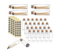 NICENEEDED 24 Lot de Pots D'Allumettes Vides en Vrac avec Bouchon en Liège 84 Autocollant Striker pour Cadeaux de Mariage Porte Allumettes en Verre en Vrac pour Mariage DIY