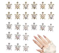 NICENEEDED 24 PCS Breloques pour Ongles Tortues, Bijoux D'Ongles Tortue 3D avec Strass, Ornements de Manucure à Paillettes, Décorations pour Nail Art