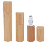NICENEEDED 3 Flacon Roll on en Bambou avec Bille en Acier Inoxydable Flacons D'Huiles Essentielles Portables de 5 ML 10 ML et 3 ML Conteneur de Parfum Rechargeable pour Voyage DIY