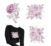 NICENEEDED 3 pcs Autocollants de Transfert Thermocollants à Motif de Fleurs Autocollant de Transfert Thermique de Décalcomanies Florales de Petite Taille Patch en Vinyle Lavable à Chaud