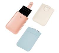 NICENEEDED 3 Porte-Carte de Crédit en Cuir PU, Organisateur de Cartes Coulissant Souple, Porte-Carte D'Identité Poche Avant Portefeuille Minimaliste Mince