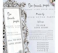 NICENEEDED 4 Feuille de Décalcomanies de Bienvenue pour Miroir de Mariage Autocollants de Plan de Table de Bienvenue Décalcomanies de Lettres Miroir Amovibles Fournitures de Fête de Mariage DIY
